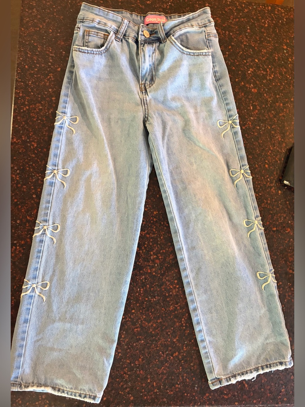Light Wash Kids' Jeans with Side Bow Detail